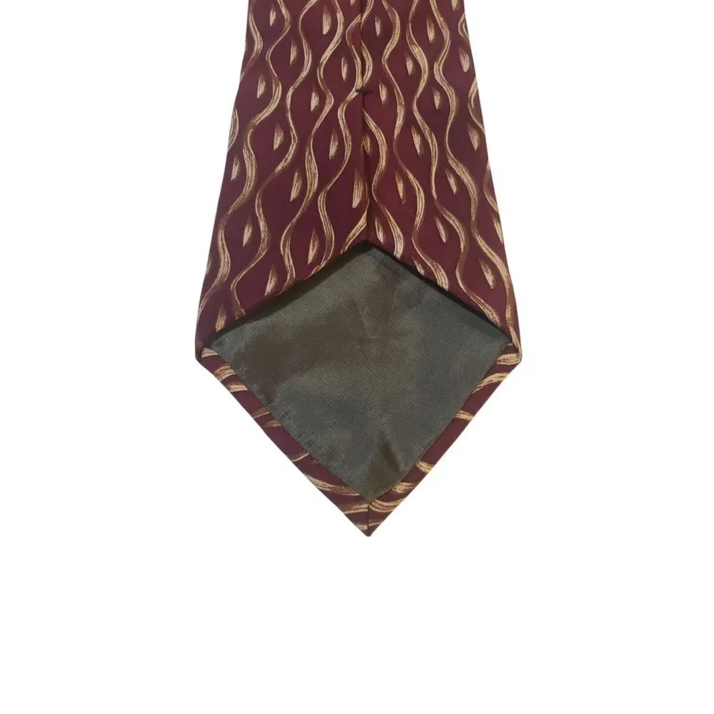 Ralph Lauren Chaps Neck Tie Mens Burgundy Tan Abstract Business‎ Church Preppy